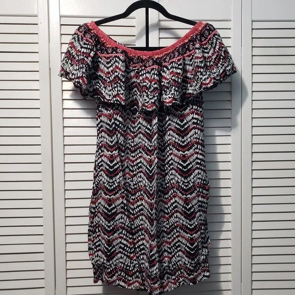 Sanctuary Stella Off the Shoulder Mini Dress Women's Small‎ Bright Maasai Print - Picture 2 of 10